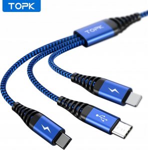 Kabel USB Topk Kabel 3w1 Micro USB / USB C / iPhone Ładowarka 7