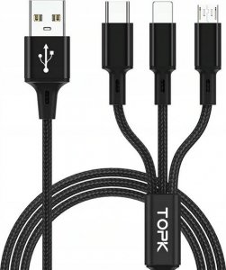Kabel USB Topk Kabel 3w1 Micro USB / USB C / iPhone Ładowarka 9