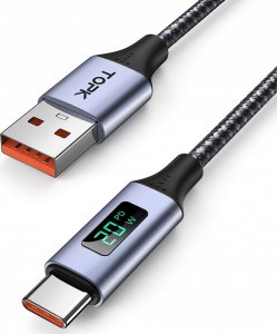 Kabel USB Topk USB-A - USB-C 1 m Czarny (AN50) 1