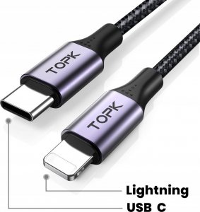Kabel USB Topk USB-C - Lightning 2 m Czarny (AP10) 3