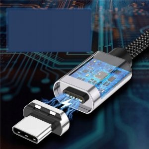 Kabel USB Topk USB-C - Magnetyczne 1.5 m Czarny (AN64) 5