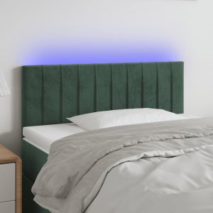 vidaXL vidaXL Zagłówek do łóżka z LED, ciemnozielony, 80x5x78/88 cm, aksamit 1