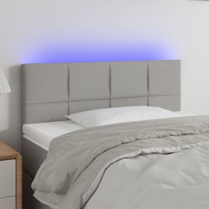 vidaXL vidaXL Zagłówek do łóżka z LED, jasnoszary, 100x5x78/88 cm, tkanina 1