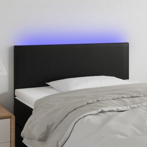 vidaXL vidaXL Zagłówek do łóżka z LED, czarny, 80x5x78/88 cm, sztuczna skóra 1