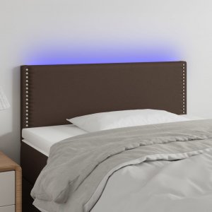 vidaXL vidaXL Zagłówek do łóżka z LED, brązowy, 80x5x78/88 cm, sztuczna skóra 1