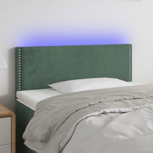 vidaXL vidaXL Zagłówek do łóżka z LED, ciemnozielony, 80x5x78/88 cm, aksamit 1