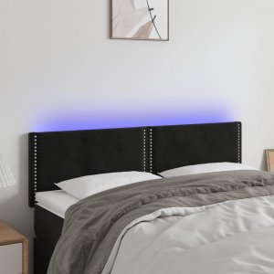 vidaXL vidaXL Zagłówek do łóżka z LED, czarny, 144x5x78/88 cm, aksamit 1