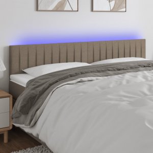 vidaXL vidaXL Zagłówek do łóżka z LED, taupe, 200x5x78/88 cm, tkanina 1