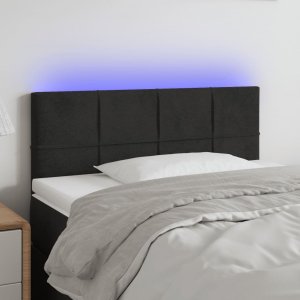 vidaXL vidaXL Zagłówek do łóżka z LED, czarny, 90x5x78/88 cm, aksamit 1