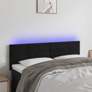 vidaXL vidaXL Zagłówek do łóżka z LED, czarny, 144x5x78/88 cm, aksamit 1