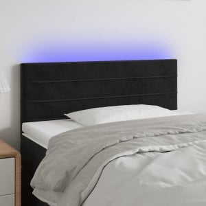 vidaXL vidaXL Zagłówek do łóżka z LED, czarny, 100x5x78/88 cm, aksamit 1