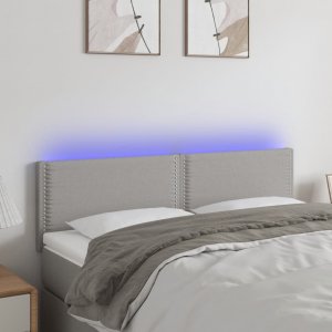 vidaXL vidaXL Zagłówek do łóżka z LED, jasnoszary, 144x5x78/88 cm, tkanina 1