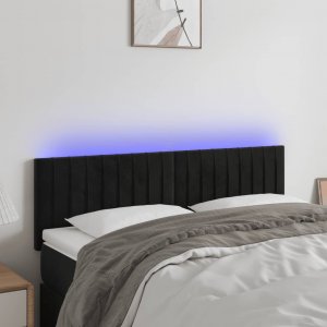 vidaXL vidaXL Zagłówek do łóżka z LED, czarny, 144x5x78/88 cm, aksamit 1