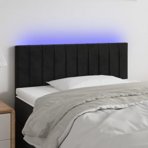 vidaXL vidaXL Zagłówek do łóżka z LED, czarny, 100x5x78/88 cm, aksamit 1