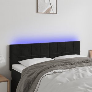 vidaXL vidaXL Zagłówek do łóżka z LED, czarny, 144x5x78/88 cm, aksamit 1