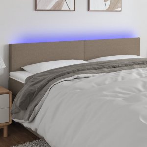 vidaXL vidaXL Zagłówek do łóżka z LED, taupe, 200x5x78/88 cm, tkanina 1