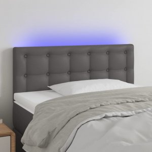 vidaXL vidaXL Zagłówek do łóżka z LED, szary, 80x5x78/88 cm, sztuczna skóra 1