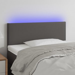 vidaXL vidaXL Zagłówek do łóżka z LED, szary, 80x5x78/88 cm, sztuczna skóra 1