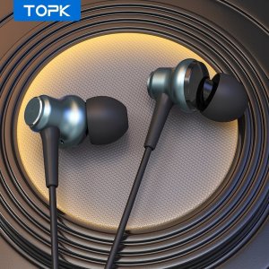 Słuchawki Topk Słuchawki przewodowe z mikrofonem dokanałowe USB C 3