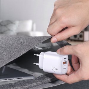 Ładowarka Topk Szybka Ładowarka sieciowa USB + USB C PD 20W 6