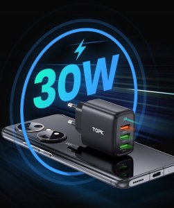 Ładowarka Topk Ładowarka sieciowa 3xUSB 30W Szybkie ładowanie QC3 2