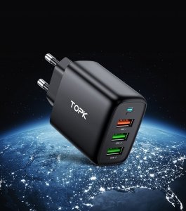 Ładowarka Topk Ładowarka sieciowa 3xUSB 30W Szybkie ładowanie QC3 8