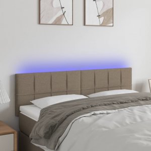 vidaXL vidaXL Zagłówek do łóżka z LED, taupe, 144x5x78/88 cm, tkanina 1