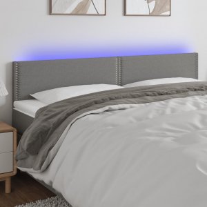 vidaXL vidaXL Zagłówek do łóżka z LED, ciemnoszary, 180x5x78/88 cm, tkanina 1