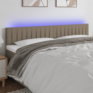 vidaXL vidaXL Zagłówek do łóżka z LED, taupe, 180x5x78/88 cm, tkanina 1