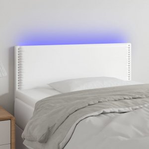 vidaXL vidaXL Zagłówek do łóżka z LED, biały, 80x5x78/88 cm, sztuczna skóra 1