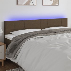 vidaXL vidaXL Zagłówek do łóżka z LED, taupe, 200x5x78/88 cm, tkanina 1