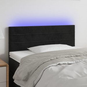 vidaXL vidaXL Zagłówek do łóżka z LED, czarny, 90x5x78/88 cm, aksamit 1