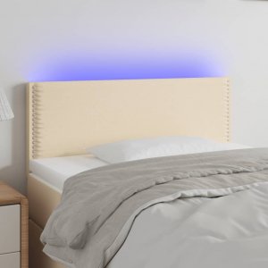 vidaXL vidaXL Zagłówek do łóżka z LED, kremowy, 90x5x78/88 cm, tkanina 1