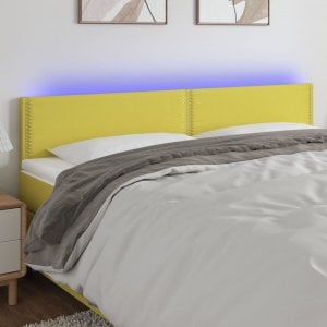 vidaXL vidaXL Zagłówek do łóżka z LED, zielony, 180x5x78/88 cm, tkanina 1