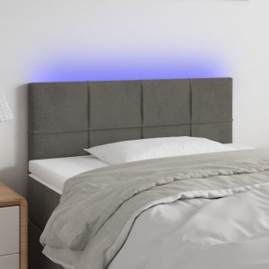 vidaXL vidaXL Zagłówek do łóżka z LED, ciemnoszary, 90x5x78/88 cm, aksamit 1