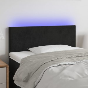 vidaXL vidaXL Zagłówek do łóżka z LED, czarny, 90x5x78/88 cm, aksamit 1