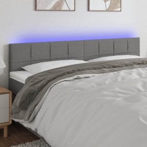 vidaXL vidaXL Zagłówek do łóżka z LED, ciemnoszary, 180x5x78/88 cm, tkanina 1