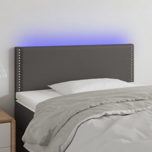 vidaXL vidaXL Zagłówek do łóżka z LED, szary, 80x5x78/88 cm, sztuczna skóra 1