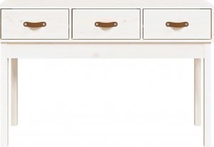 vidaXL Stolik konsolowy, biały, 114 x 40 x 75 cm, lite drewno sosnowe 3