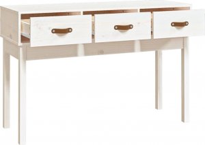vidaXL Stolik konsolowy, biały, 114 x 40 x 75 cm, lite drewno sosnowe 4