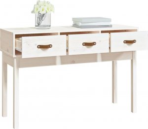 vidaXL Stolik konsolowy, biały, 114 x 40 x 75 cm, lite drewno sosnowe 7