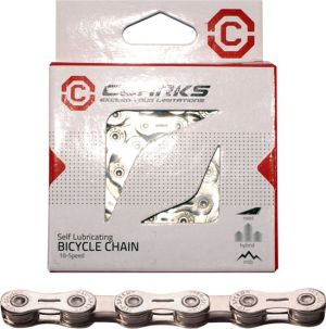 Clarks Łańcuch rowerowy YBN CSL-H10CR SHIMANO CAMPAGNOLO SRAM (10 Biegów, 1/2"x11/128" 116 ogniw, 5.9mm, spinka do łańcucha, Super Lekki, Chromowy) Samosmarujący srebrny 1