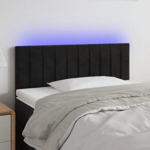 vidaXL vidaXL Zagłówek do łóżka z LED, czarny, 90x5x78/88 cm, aksamit 1