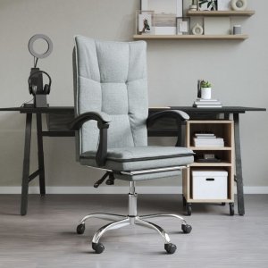 Krzesło biurowe vidaXL vidaXL Rozkładany fotel biurowy, ciemnoszary, obity tkaniną 1