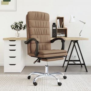 Krzesło biurowe vidaXL vidaXL Rozkładany fotel biurowy, brązowy, obity tkaniną 1