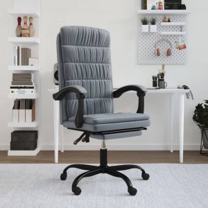 Krzesło biurowe vidaXL vidaXL Rozkładany fotel biurowy, ciemnoszary, obity aksamitem 1