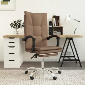 Krzesło biurowe vidaXL vidaXL Rozkładany fotel biurowy, brązowy, obity tkaniną 1