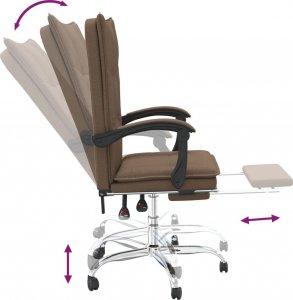 Krzesło biurowe vidaXL vidaXL Rozkładany fotel biurowy, brązowy, obity tkaniną 8