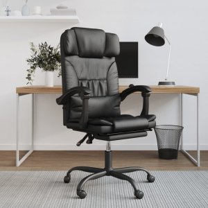 Krzesło biurowe vidaXL vidaXL Rozkładany fotel biurowy, czarny, sztuczna skóra 1