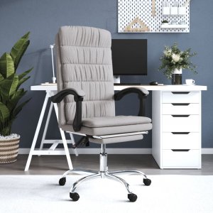 Krzesło biurowe vidaXL vidaXL Rozkładany fotel biurowy, kolor taupe, obity tkaniną 1